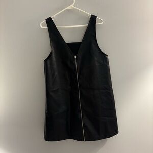 Black Faux Leather Zip-Front Mini Dress